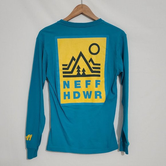 Neff Hardware blue yellow hdwr long sleeve T-shirt S - Picture 1 of 3